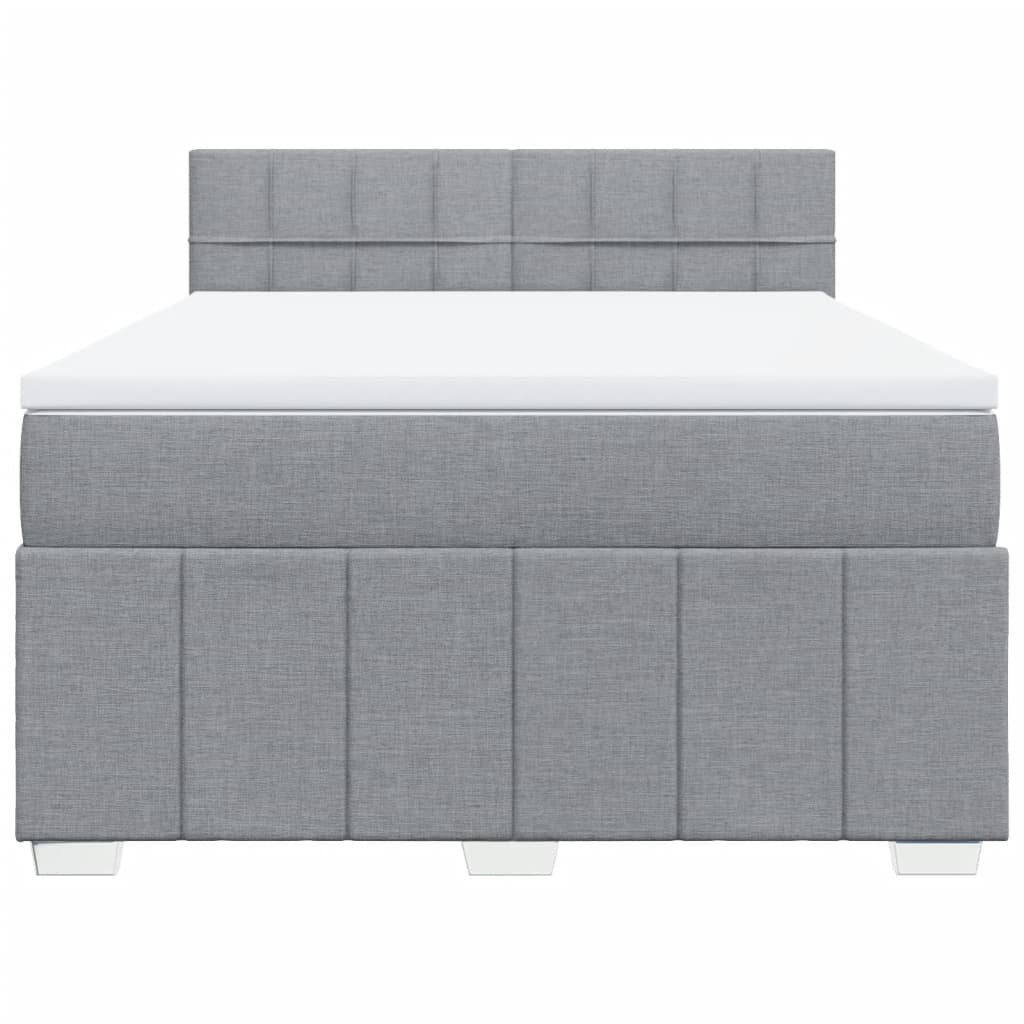 Boxspring met matras stof lichtgrijs 140x200 cm