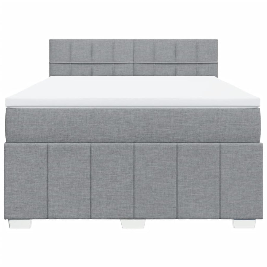 Boxspring met matras stof lichtgrijs 140x200 cm