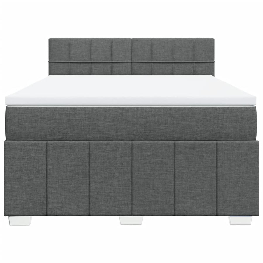 Boxspring met matras stof donkergrijs 140x200 cm