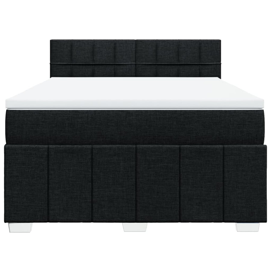 Boxspring met matras stof zwart 140x200 cm