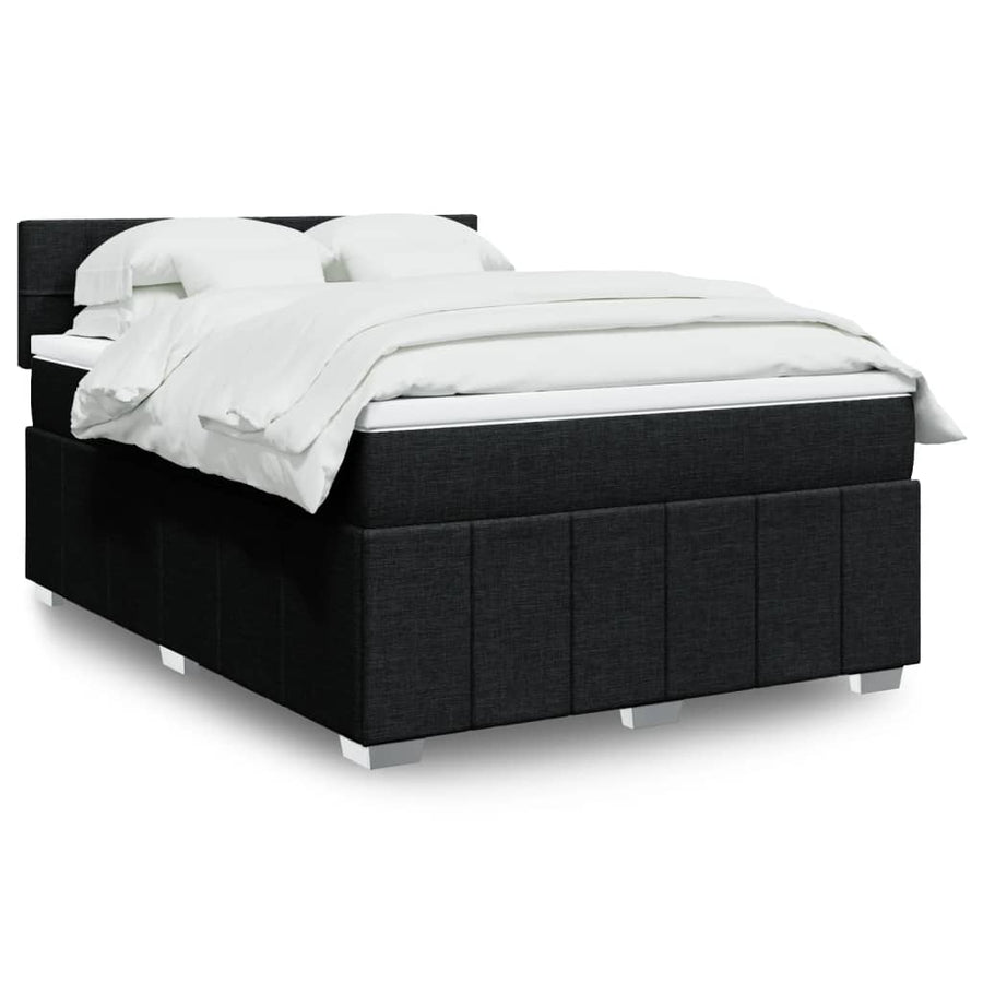 Boxspring met matras stof zwart 140x200 cm