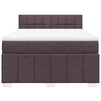 Boxspring met matras stof donkerbruin 140x200 cm