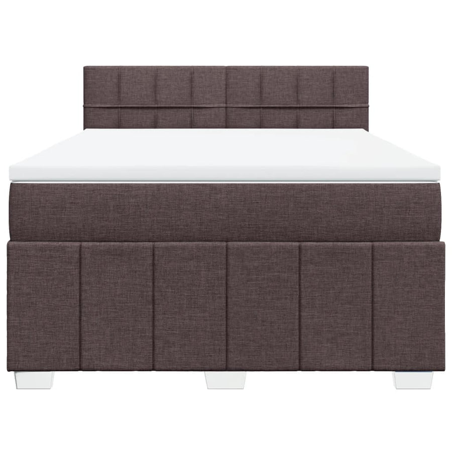 Boxspring met matras stof donkerbruin 140x200 cm