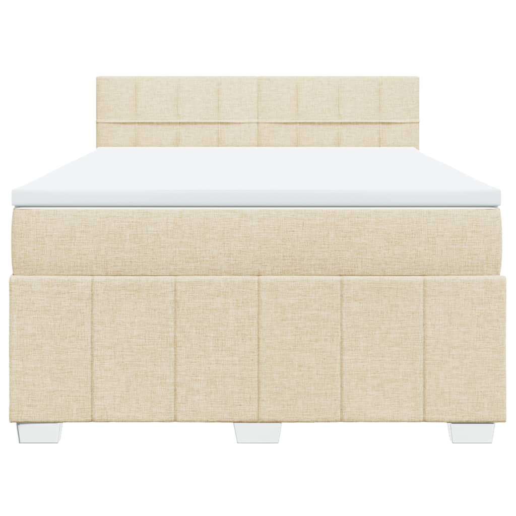 Boxspring met matras stof crèmekleurig 140x200 cm