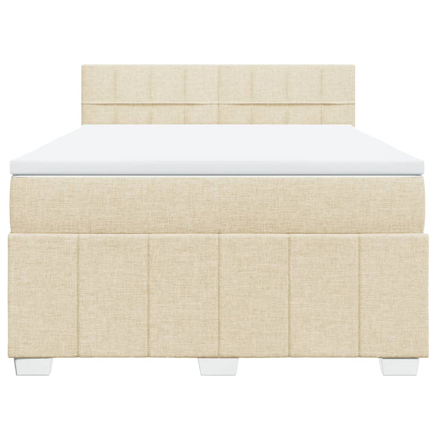 Boxspring met matras stof crèmekleurig 140x200 cm
