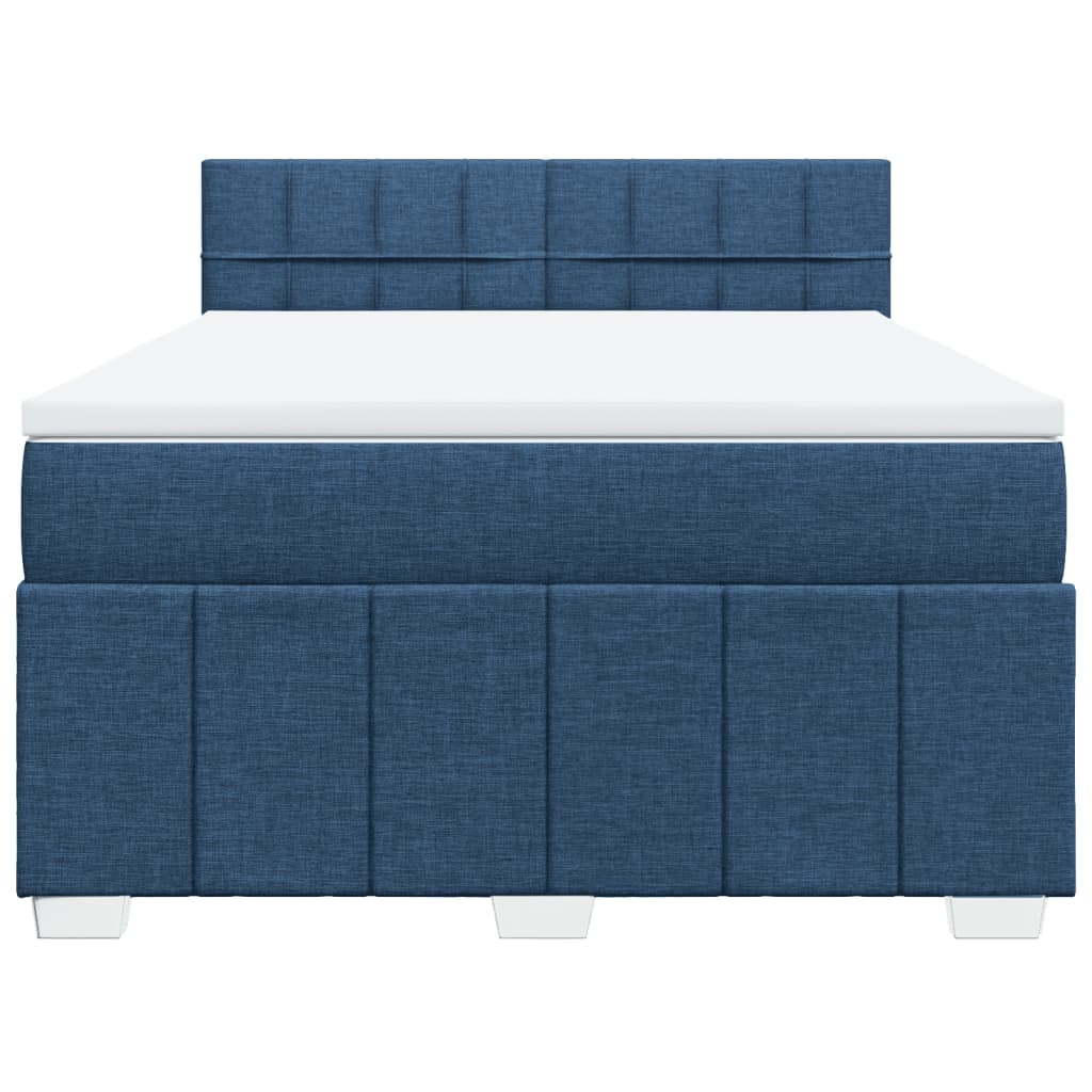 Boxspring met matras stof blauw 140x200 cm