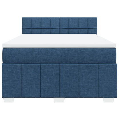 Boxspring met matras stof blauw 140x200 cm