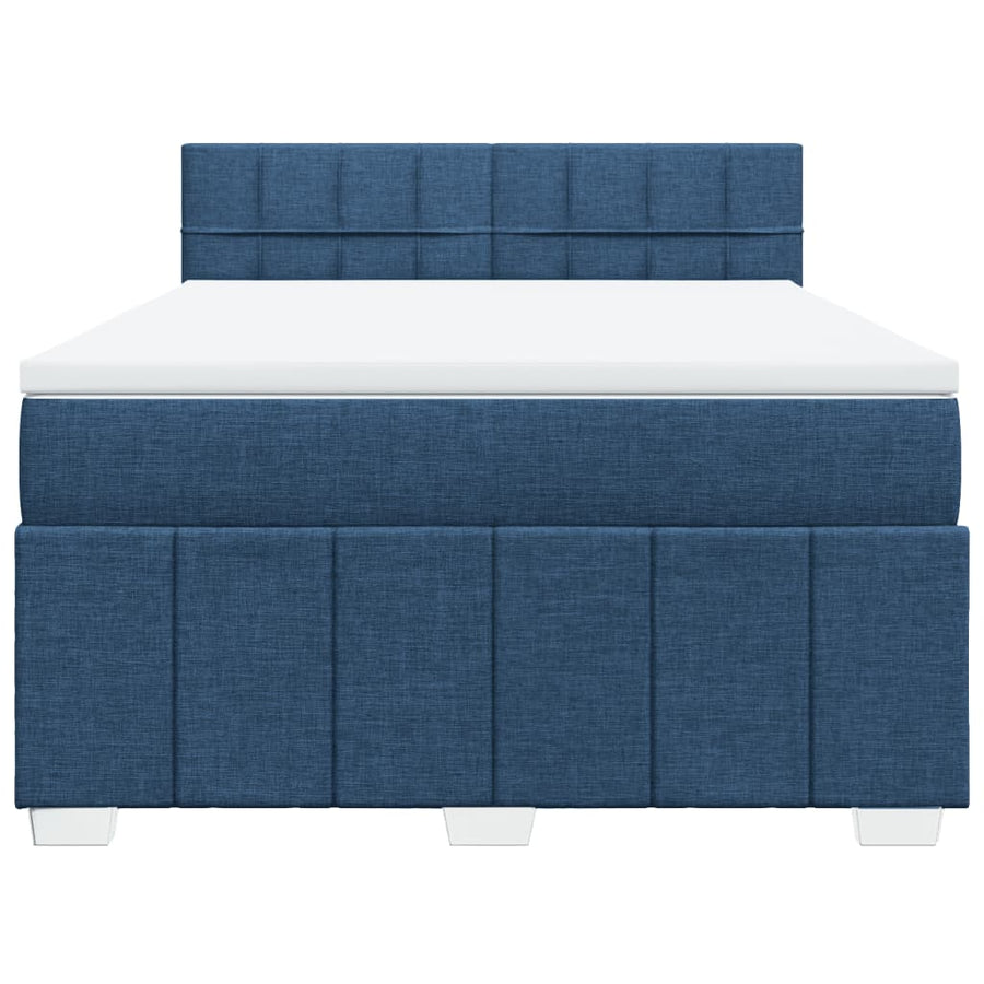 Boxspring met matras stof blauw 140x200 cm