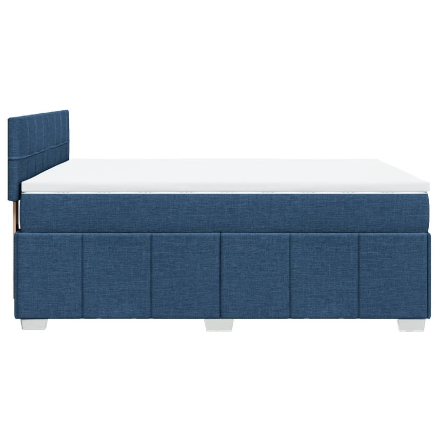 Boxspring met matras stof blauw 140x200 cm