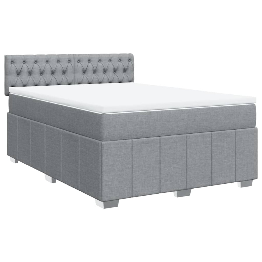 Boxspring met matras stof lichtgrijs 140x200 cm