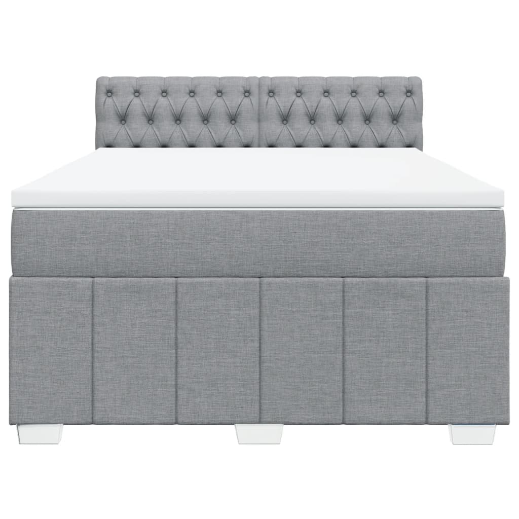 Boxspring met matras stof lichtgrijs 140x200 cm