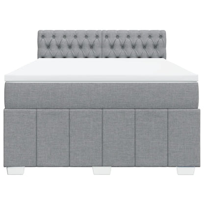 Boxspring met matras stof lichtgrijs 140x200 cm