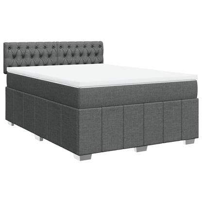 Boxspring met matras stof donkergrijs 140x200 cm
