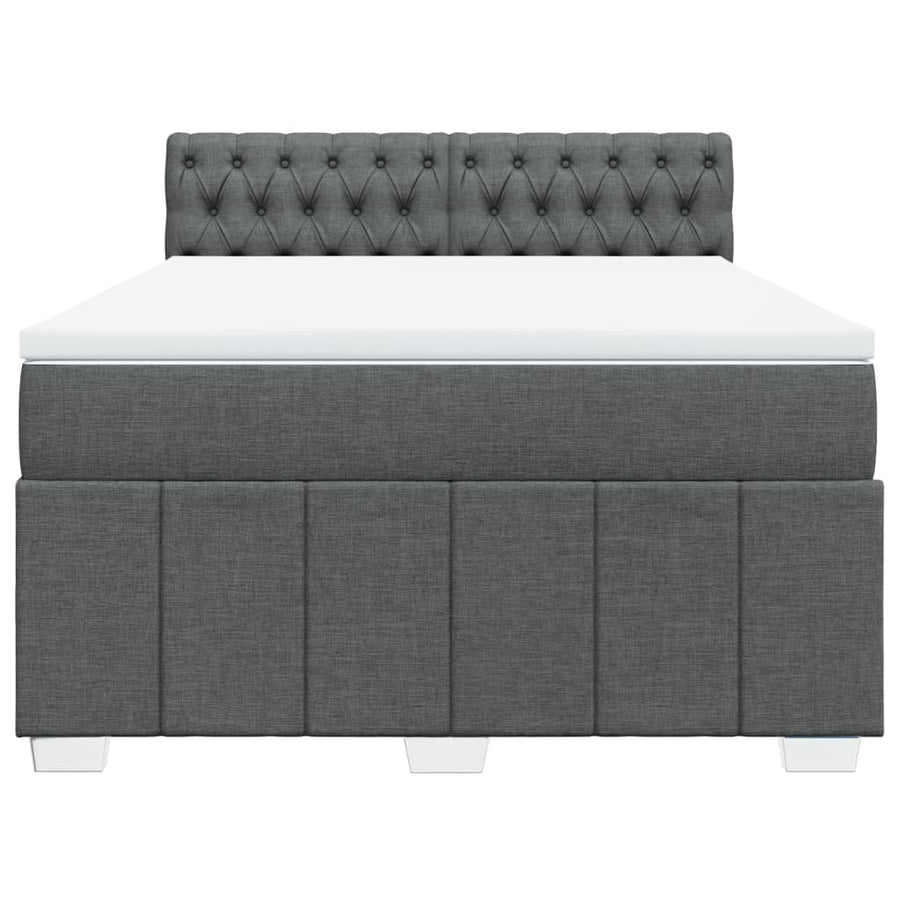 Boxspring met matras stof donkergrijs 140x200 cm