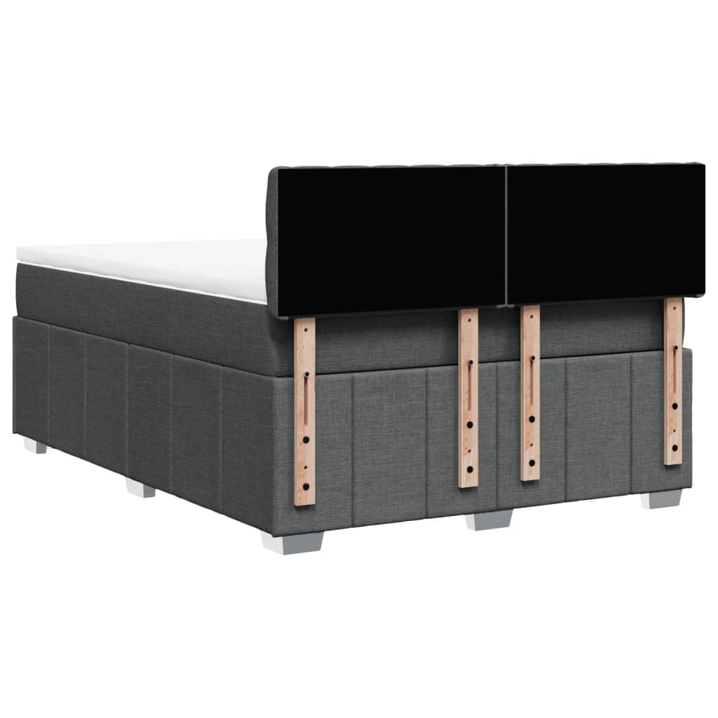 Boxspring met matras stof donkergrijs 140x200 cm
