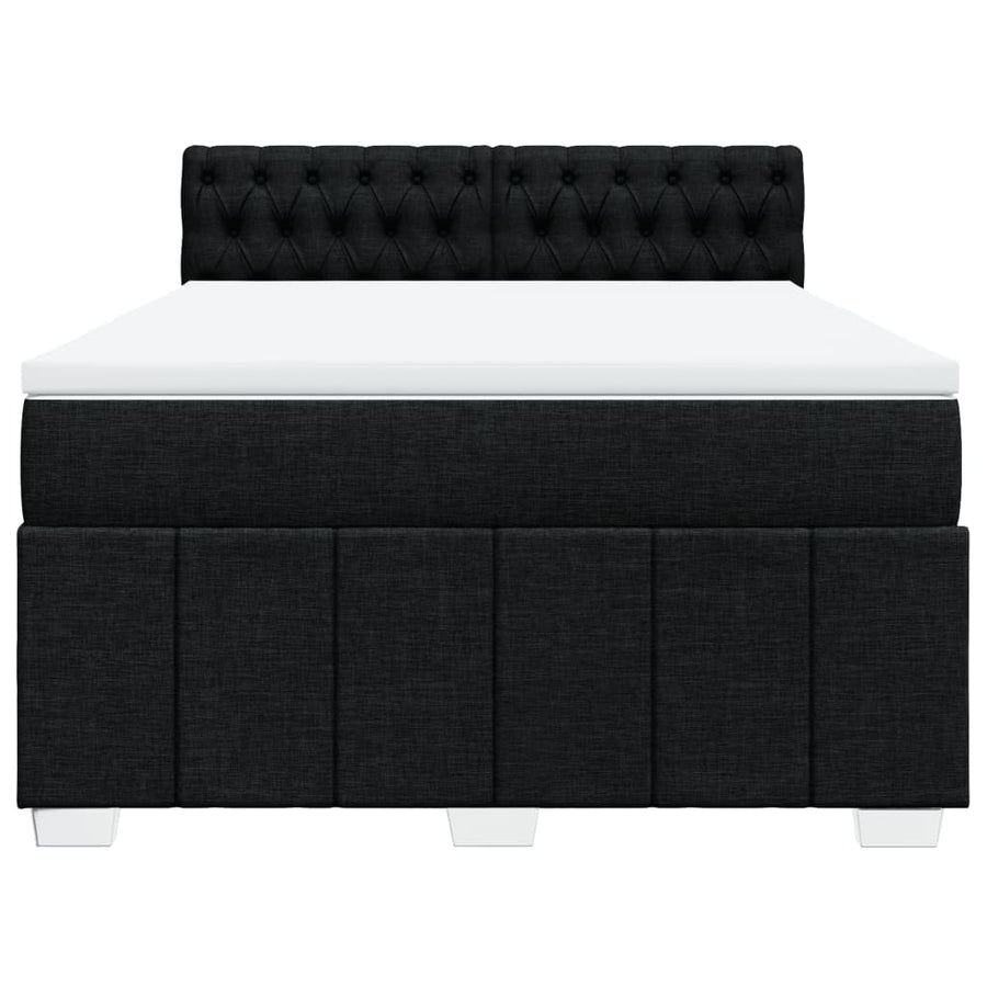 Boxspring met matras stof zwart 140x200 cm