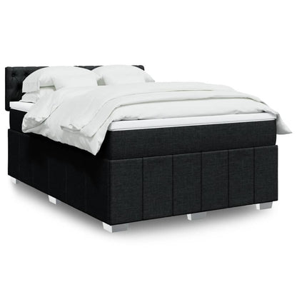Boxspring met matras stof zwart 140x200 cm