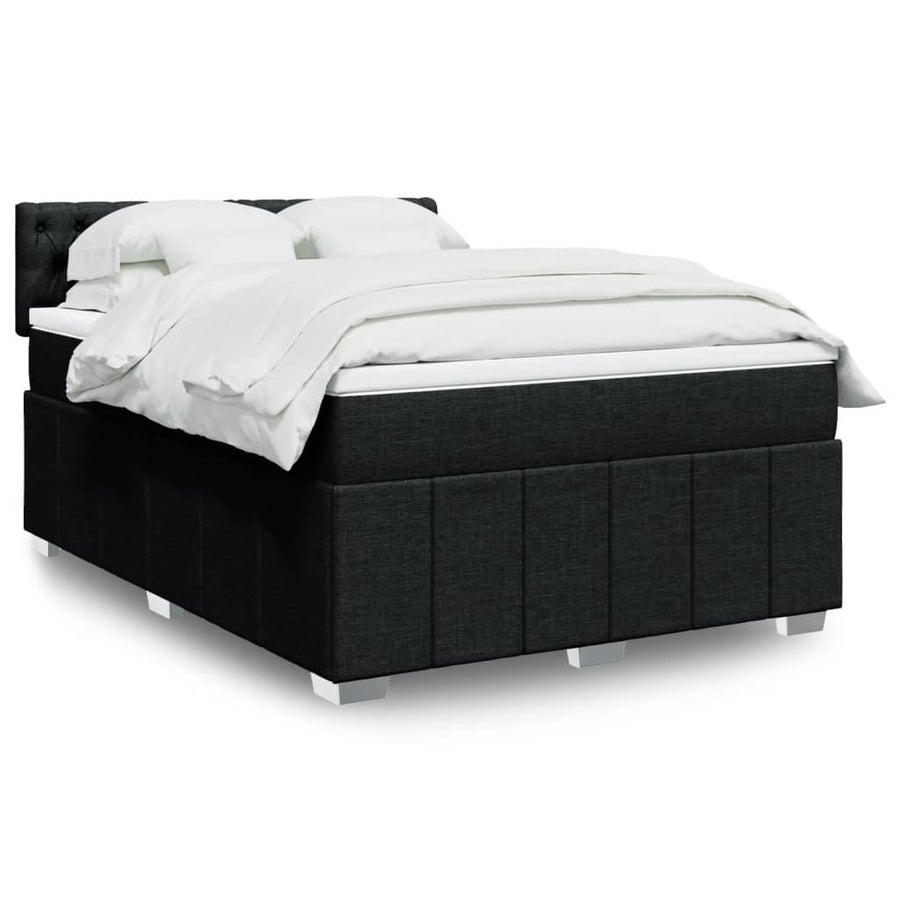 Boxspring met matras stof zwart 140x200 cm
