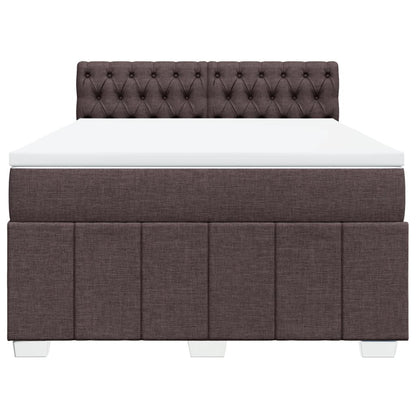 Boxspring met matras stof donkerbruin 140x200 cm