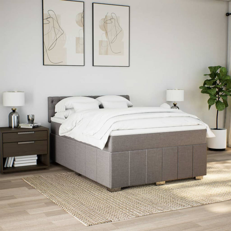 Boxspring met matras stof taupe 140x200 cm
