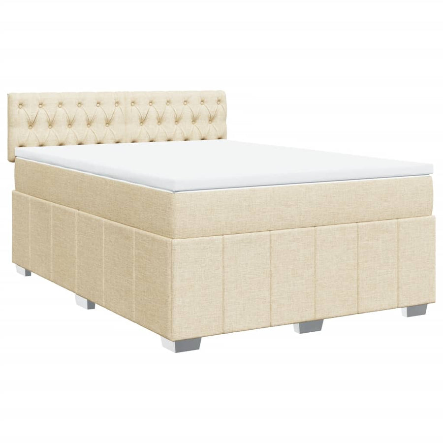 Boxspring met matras stof crèmekleurig 140x200 cm
