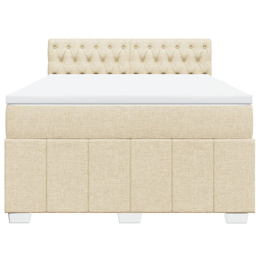 Boxspring met matras stof crèmekleurig 140x200 cm