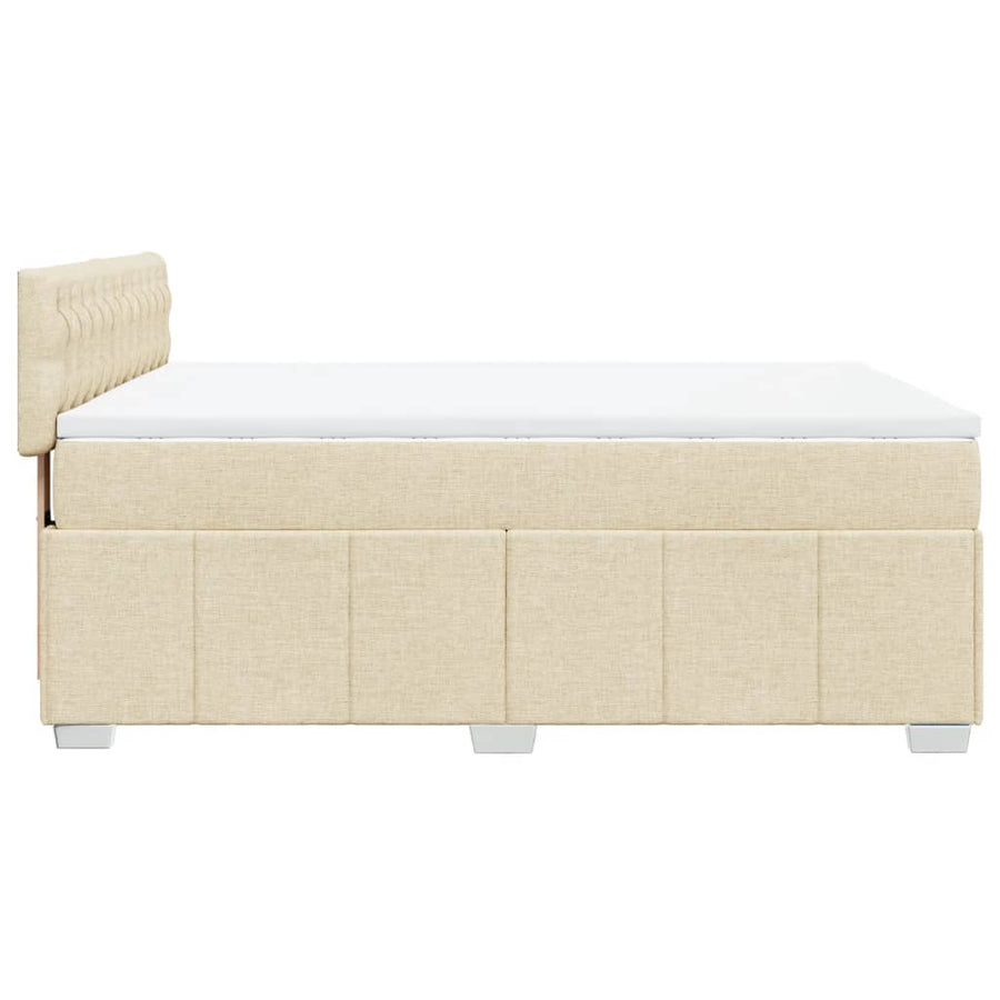 Boxspring met matras stof crèmekleurig 140x200 cm