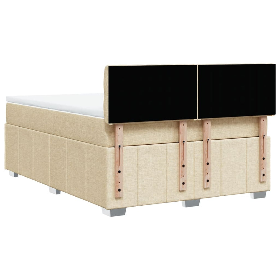 Boxspring met matras stof crèmekleurig 140x200 cm