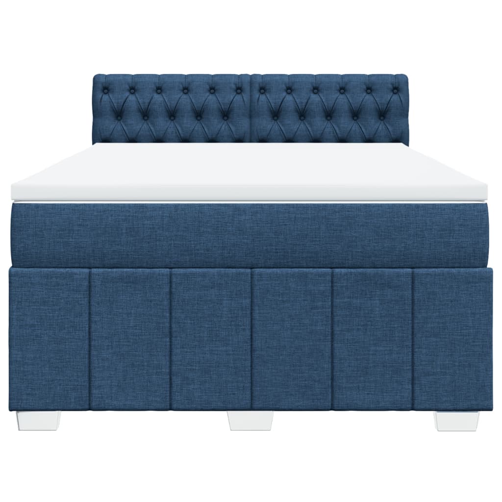 Boxspring met matras stof blauw 140x200 cm