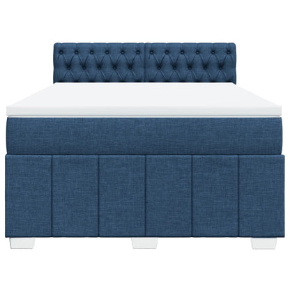 Boxspring met matras stof blauw 140x200 cm