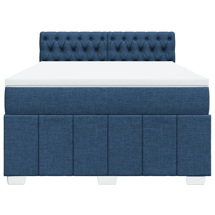 Boxspring met matras stof blauw 140x200 cm