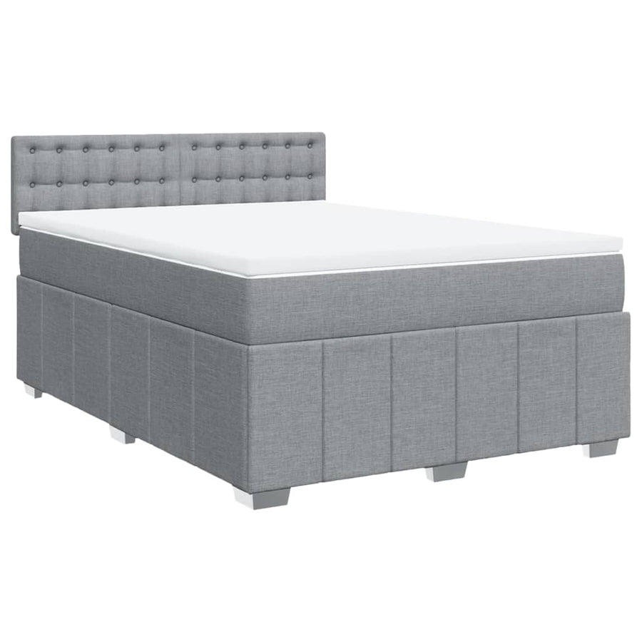 Boxspring met matras stof lichtgrijs 140x200 cm