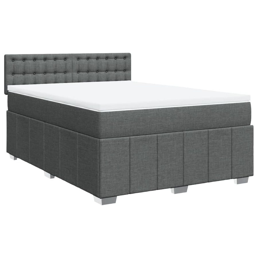 Boxspring met matras stof donkergrijs 140x200 cm