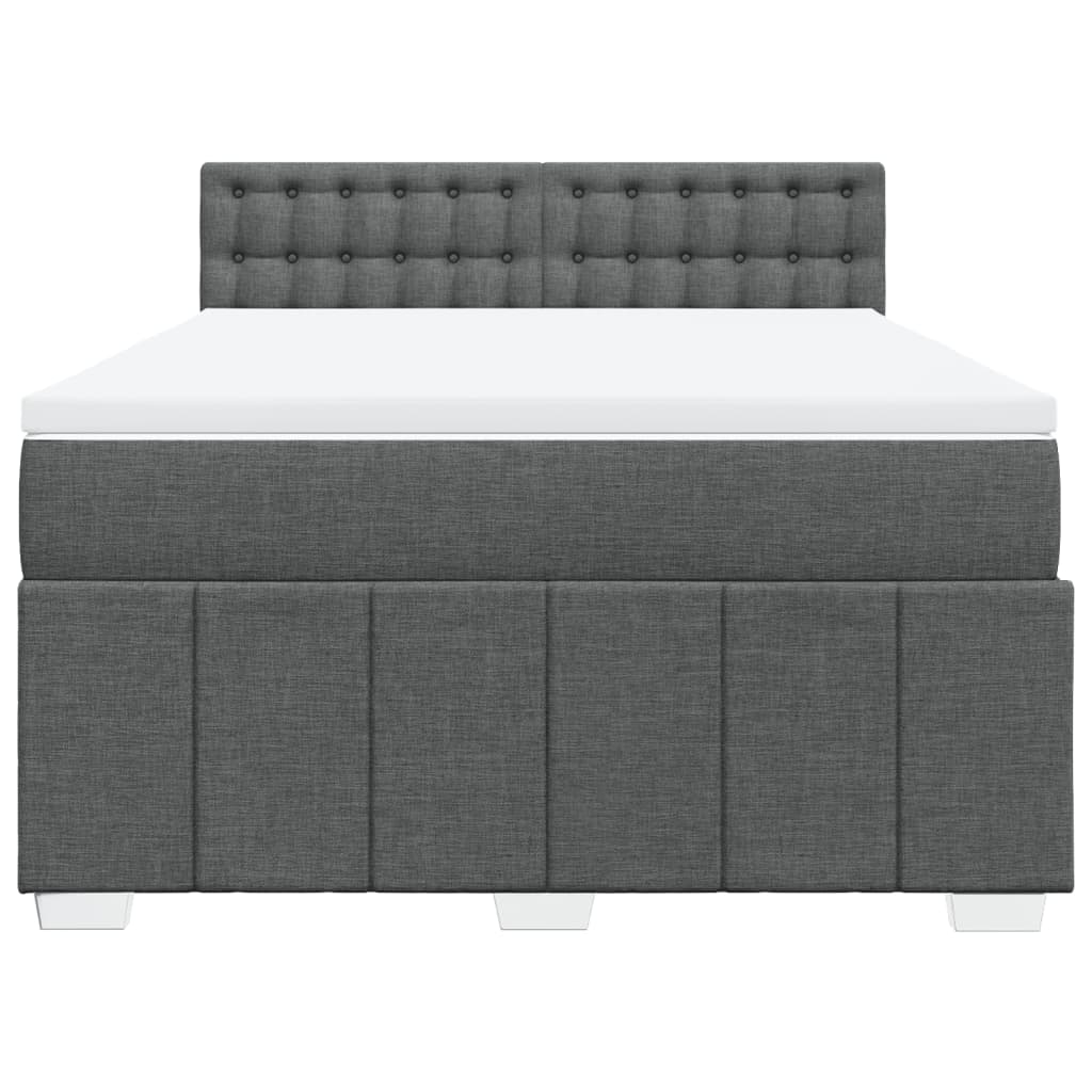 Boxspring met matras stof donkergrijs 140x200 cm