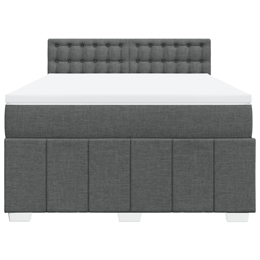 Boxspring met matras stof donkergrijs 140x200 cm