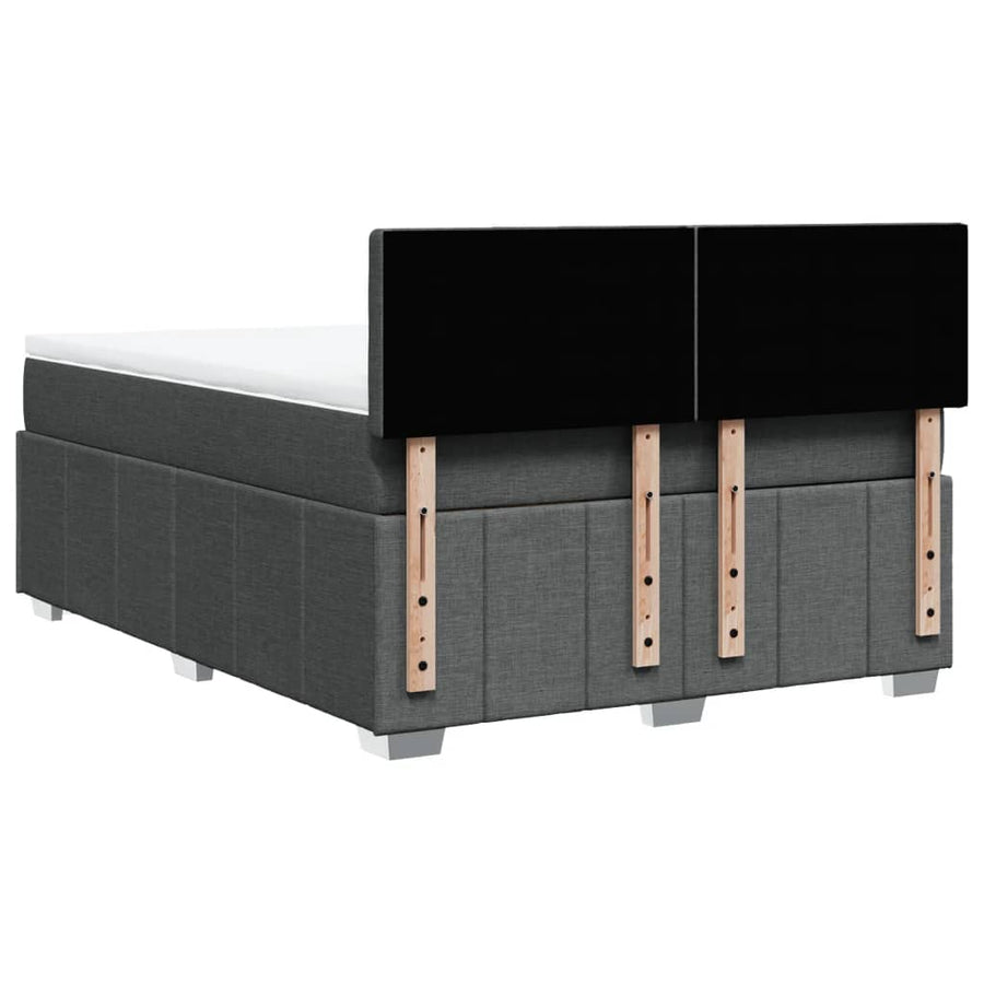 Boxspring met matras stof donkergrijs 140x200 cm