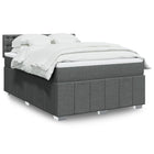 Dark grey fabric box spring with mattress 140x200 cm