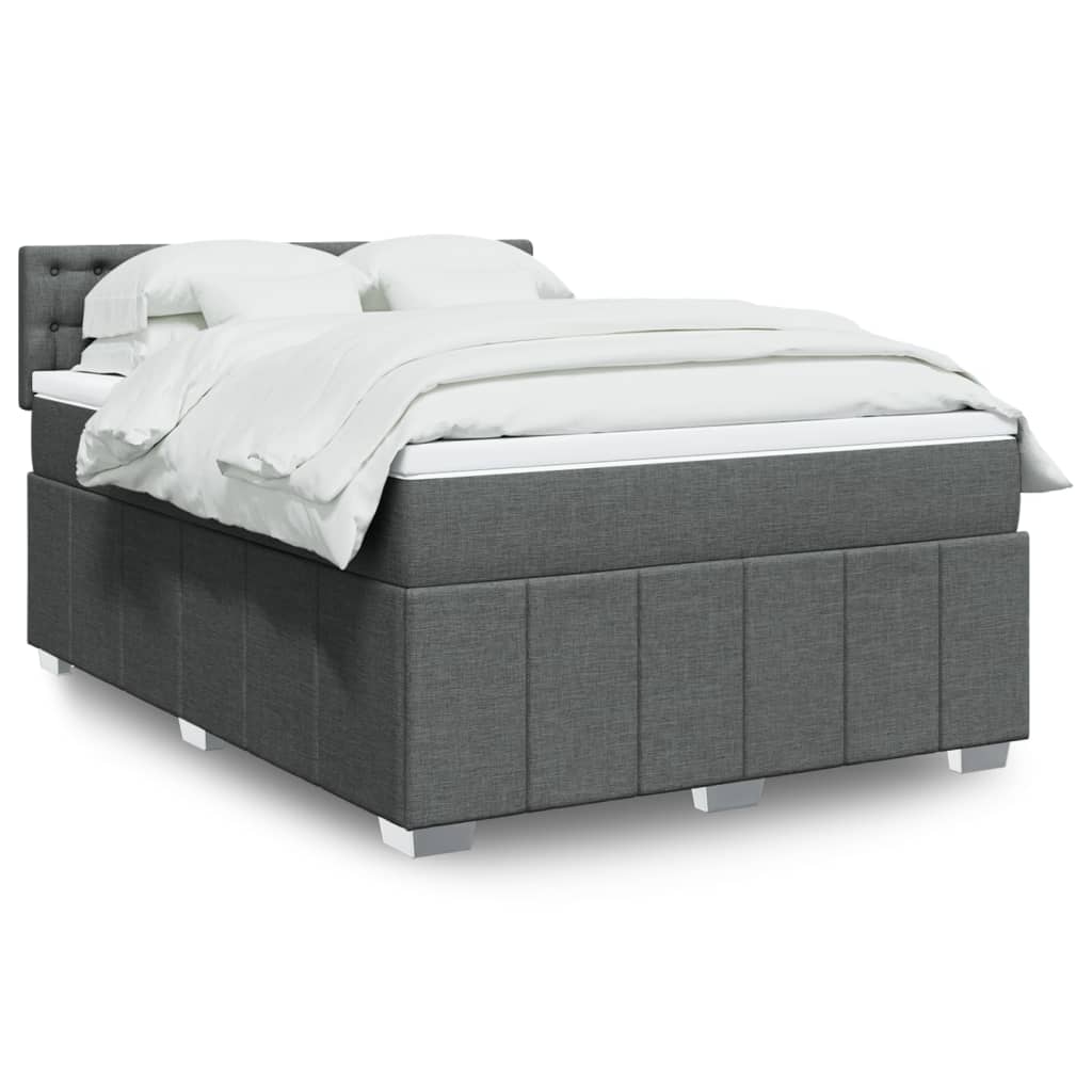 Boxspring met matras stof donkergrijs 140x200 cm