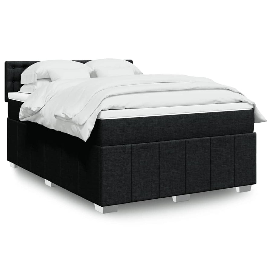 Boxspring met matras stof zwart 140x200 cm