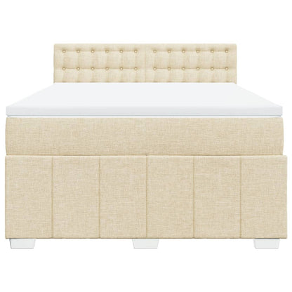 Boxspring met matras stof crèmekleurig 140x200 cm