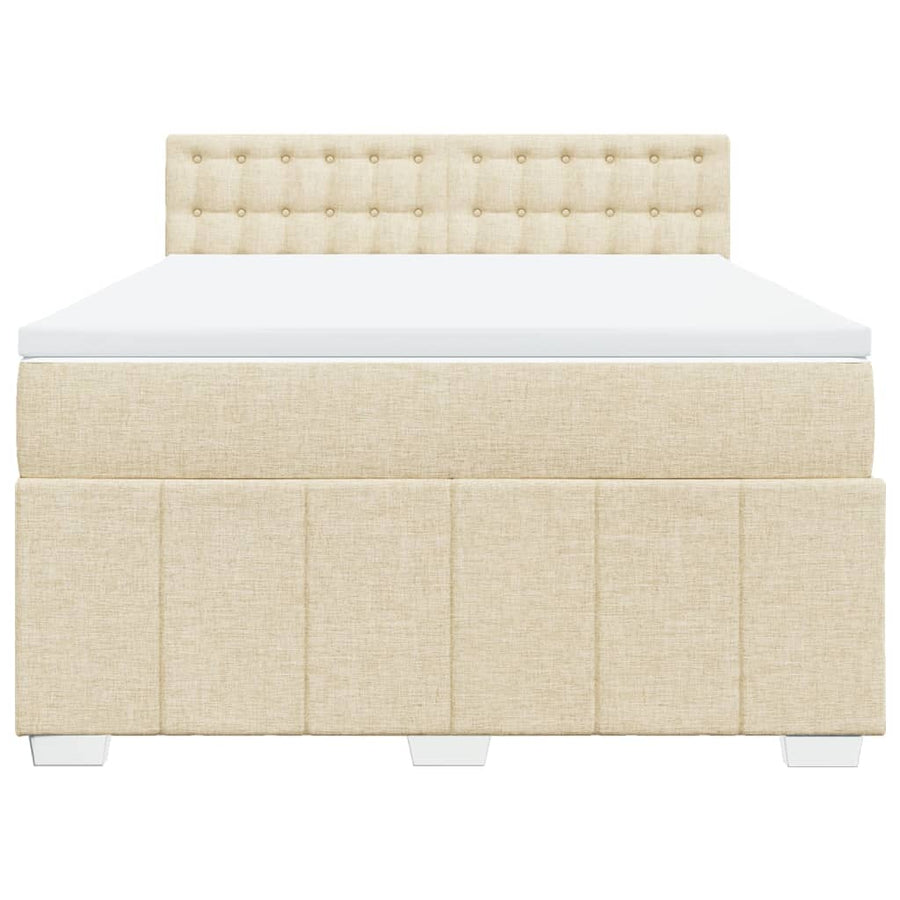 Boxspring met matras stof crèmekleurig 140x200 cm