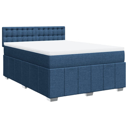Boxspring met matras stof blauw 140x200 cm