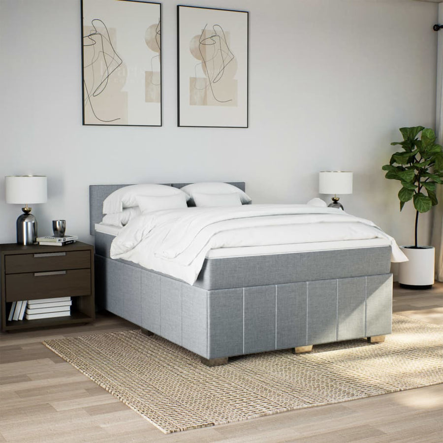 Boxspring met matras stof lichtgrijs 160x200 cm