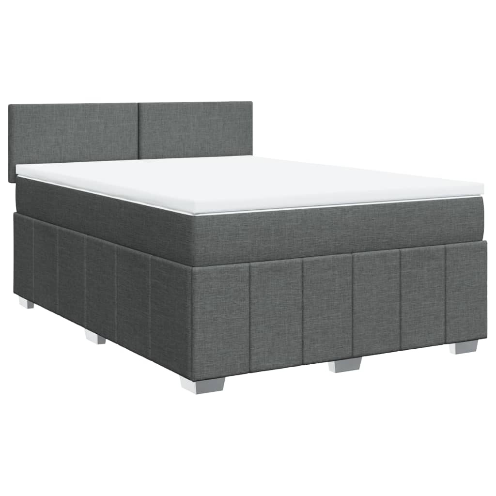 Boxspring met matras stof donkergrijs 160x200 cm