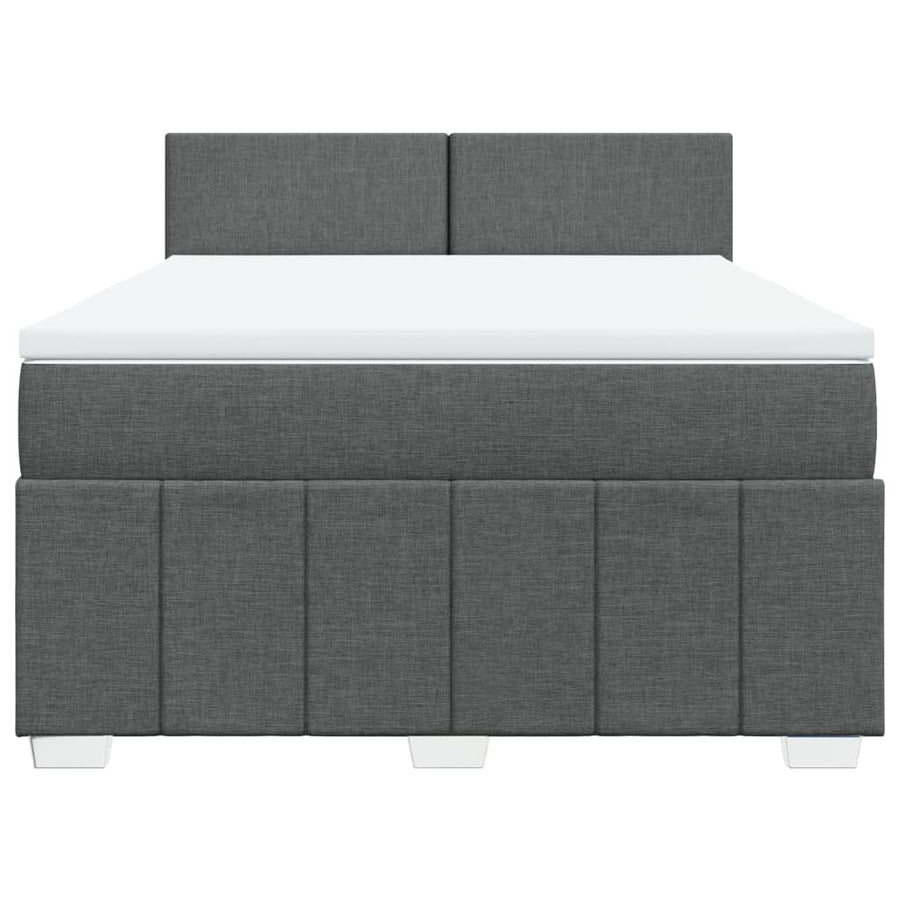 Boxspring met matras stof donkergrijs 160x200 cm