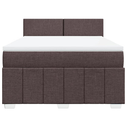 Boxspring met matras stof donkerbruin 160x200 cm