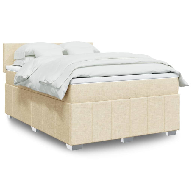 Boxspring met matras stof crèmekleurig 160x200 cm