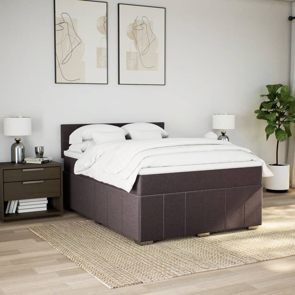 Boxspring met matras stof donkerbruin 160x200 cm