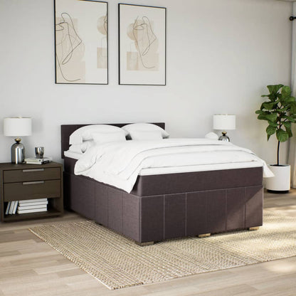 Boxspring met matras stof donkerbruin 160x200 cm