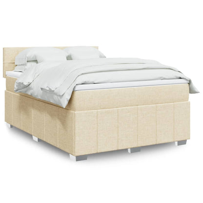 Boxspring met matras stof crèmekleurig 160x200 cm